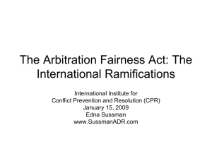 The Fairness in Arbitration Bill - CPR Institute for Dispute Resolution