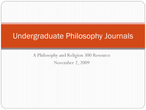 Undergraduate Philosophy Journals