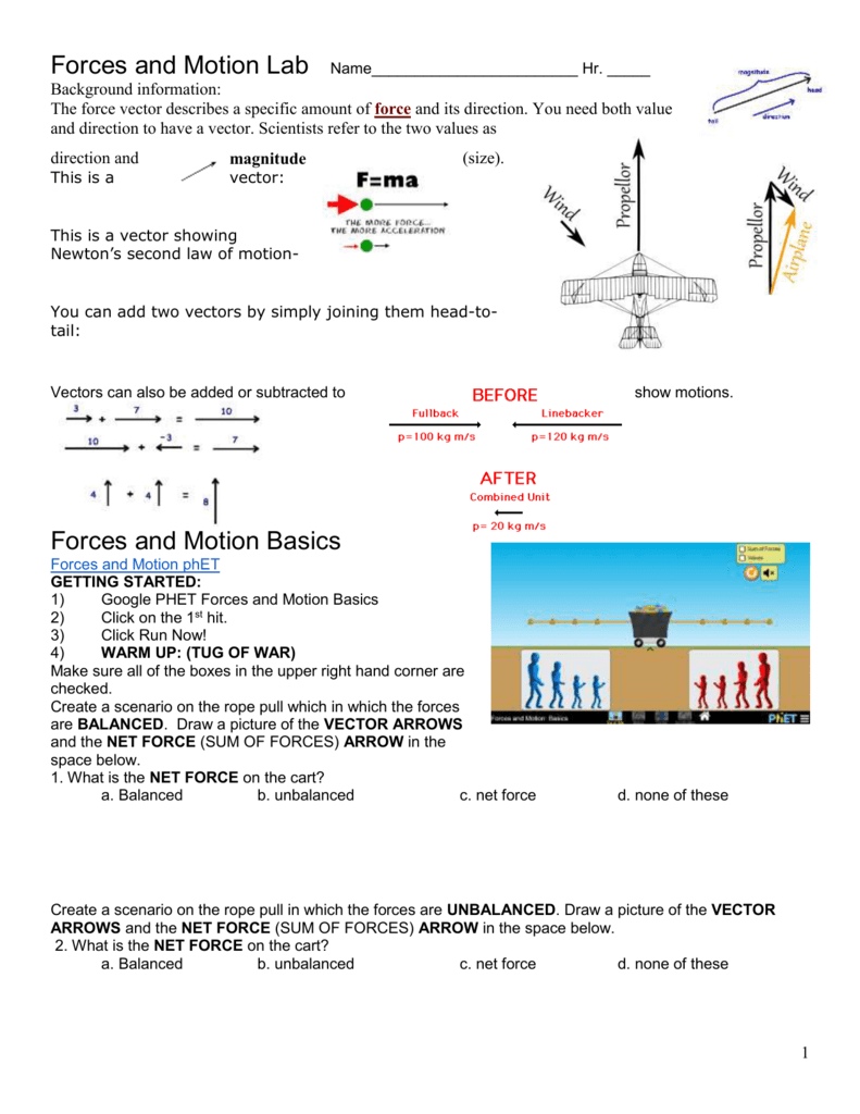 Forces Worksheet 1 Answer Key