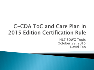 C-CDA ToC and Care Plan in 2015 Edition Certification Rule