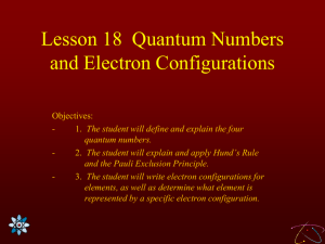 Lesson 30 Quantum Numbers and Electron Configurations