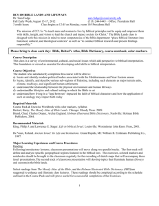 BCS 100 Bible Lands and Lifeways - Cincinnati Christian University