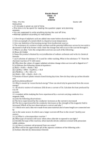 Kerala Board Class - X 2010 science Time: 4½ Hrs Score 120