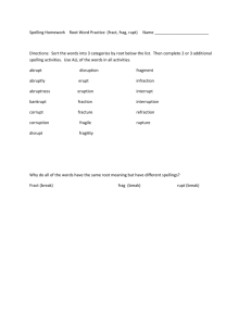Spelling Homework Root Word Practice (fract, frag, rupt) Name