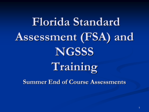 (FSA) and NGSSS Summer Middle and High Training 2015