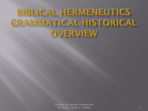 Layman Perspective "Biblical Hermeneutics"