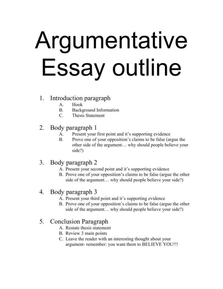 Argumentative Essay Notes