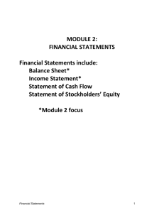 Module 2: Balance Sheet and Income Statement