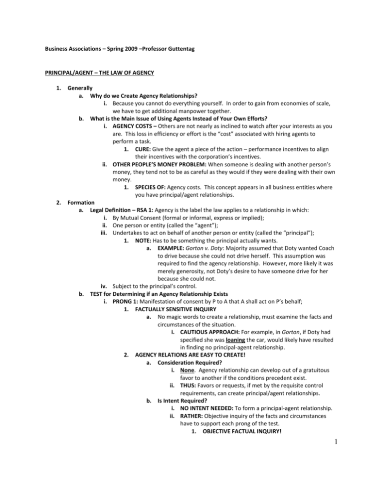 Business Associations Guttentag (2009)