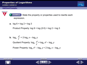 Properties of Logarithms (8-4)