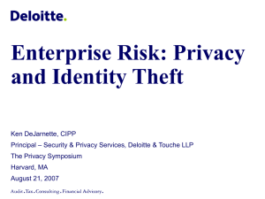 Enterprise Risk: Privacy and Identity Theft