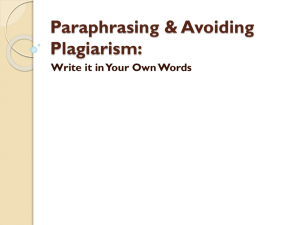 Avoiding Plagiarism - Paraphrasing - BMC