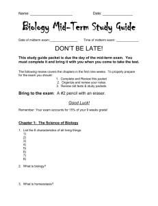 Biology Midterm Review Sheet