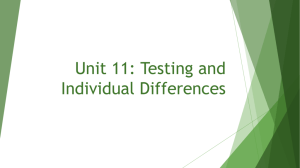 Unit 11: Testing and Individual Differences