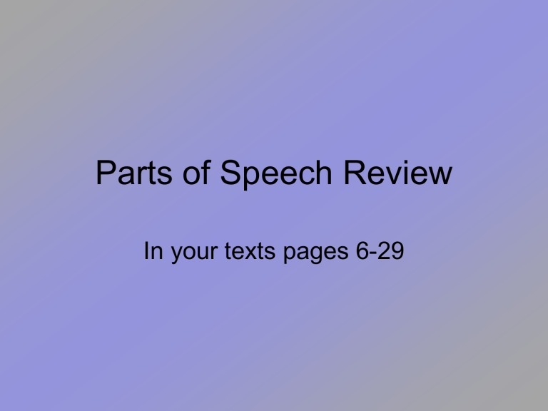 Parts Of Speech Powerpoint Esl