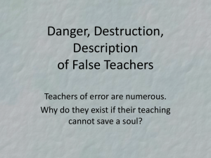 Danger, Destruction, Description Of False Teachers