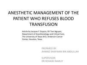 2014.06.12 Anaesthetic Management of the patient who Refuses