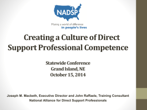 Direct Support Professionals Ethics & Competencies