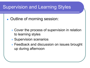 Supervision and Learning Styles