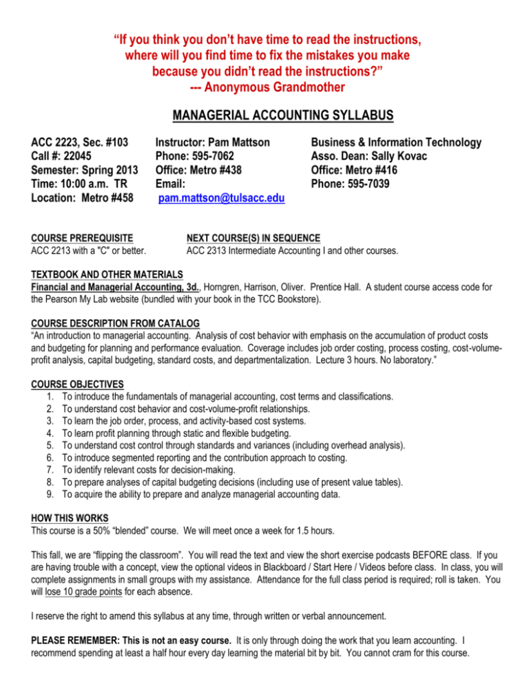 ACCOUNTING 2213 Blackboard Learn