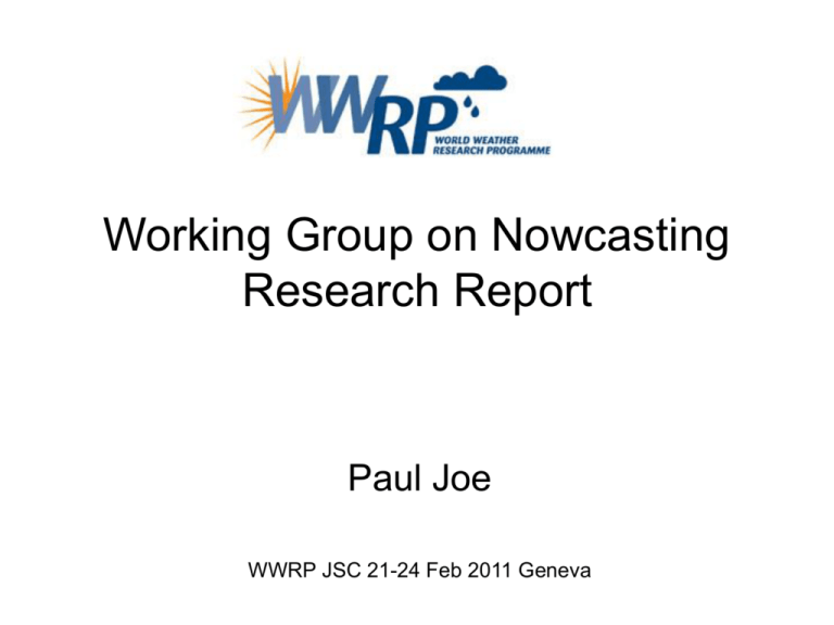 Working Group On Nowcasting Research Report