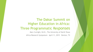 The Dakar Summit on Higher Education in Africa: Three