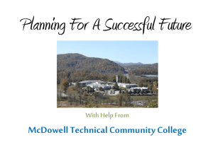 Planning For A Successful Future - McDowell Technical Community