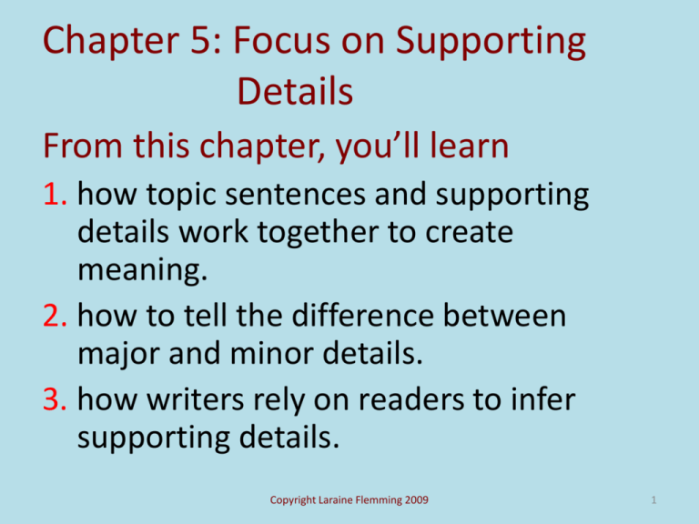 Chapter 5 The Function Of Supporting Details
