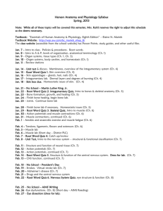 Honors Anatomy and Physiology Syllabus Spring, 2013 Note: While
