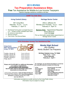 2013 IRVING Tax Preparation Assistance Sites Free