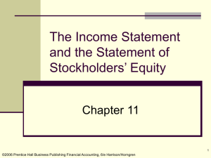 The Income Statement and the Statement of Stockholders' Equity