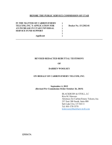 Revised Redacted Carbon Emery Rebuttal Testimony of Woolsey