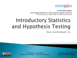 Introductory Statistics and Hypothesis Testing