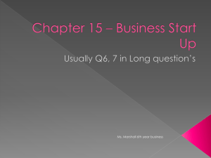 Chapter 15 * Business Start Up