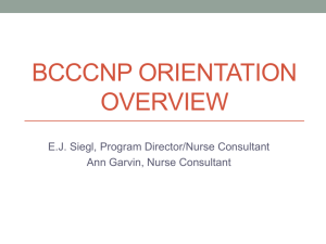 BCCCNP Orientation Overview - Michigan Cancer Consortium