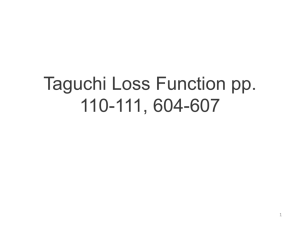 Taguchi Loss Function pp. 112-114, 618-621