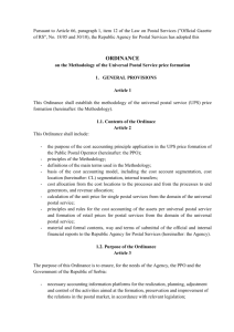 Ordinance on the Methodology of UPS Price Formation