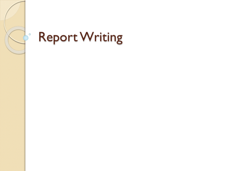 Report Writing Definition In English