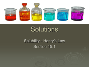 Solubility and Henrys Law