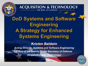 DoD Systems and Software Engineering A Strategy for Enhanced
