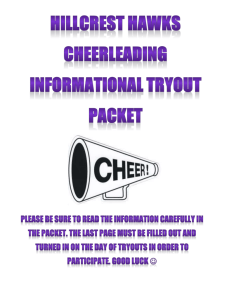 Hillcrest High School * Cheerleading Tryouts Tues. April 21, Wed