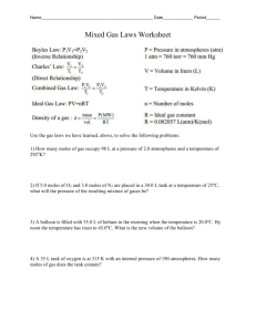 MIXED GAS LAWS WORKSHEET