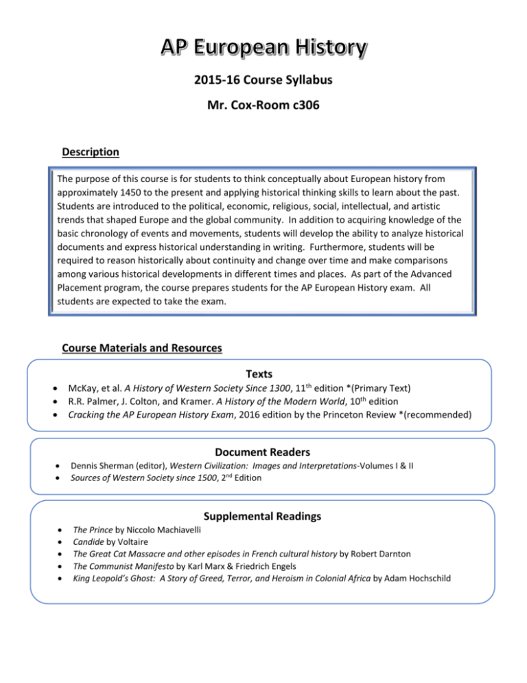 AP Euro Syllabus 2015 16