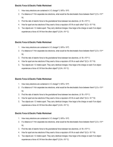 Electrostatics, Electric Fields & Electric Potential Problems Worksheet
