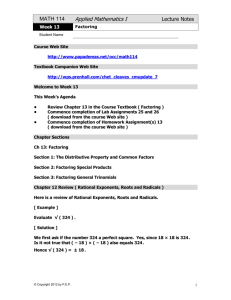 Week 13 ( Factoring )