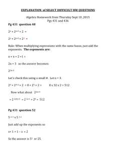Difficult Homework Exponents Pg 431 and 436