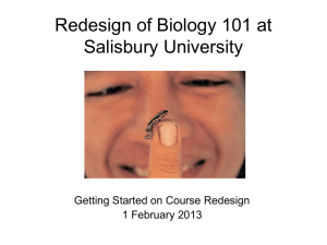 Redesign of Biology 101 at Salisbury University