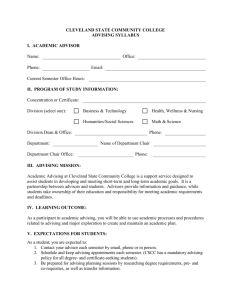 Advising Syllabus Template - Cleveland State Community College