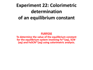 Experiment 22: Colorimetric determination of an equilibrium constant