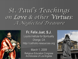 St. Paul's Teachings on Love and Other Virtues: A Neglected Treasure